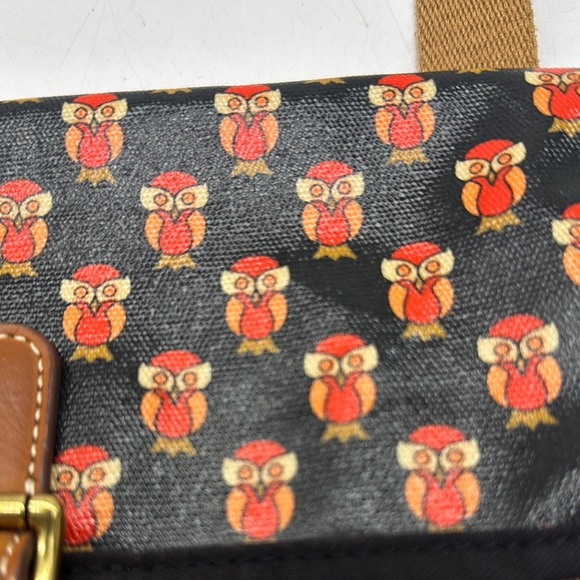 Fossil Orange and Black Owl Print Women's Crossbody Bag - Picture 3 of 14